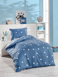 L'essentiel linge de maison Juego de funda nórdica Üçgen - Azul y Blanco (Individual)